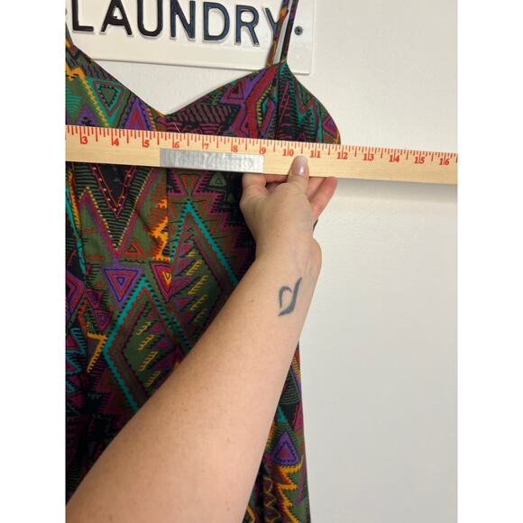 Vtg Nicole Elizabeth Sleeveless Jumper Diamond Pattern Multi Sz SM - Picture 4 of 7